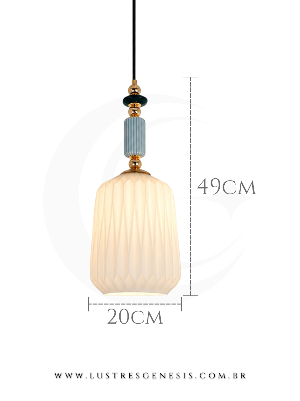 Pendente Escandinava Dourado com Cer&acirc;mica Para Quarto, Bancada Gourmet e Cabeceira de Cama